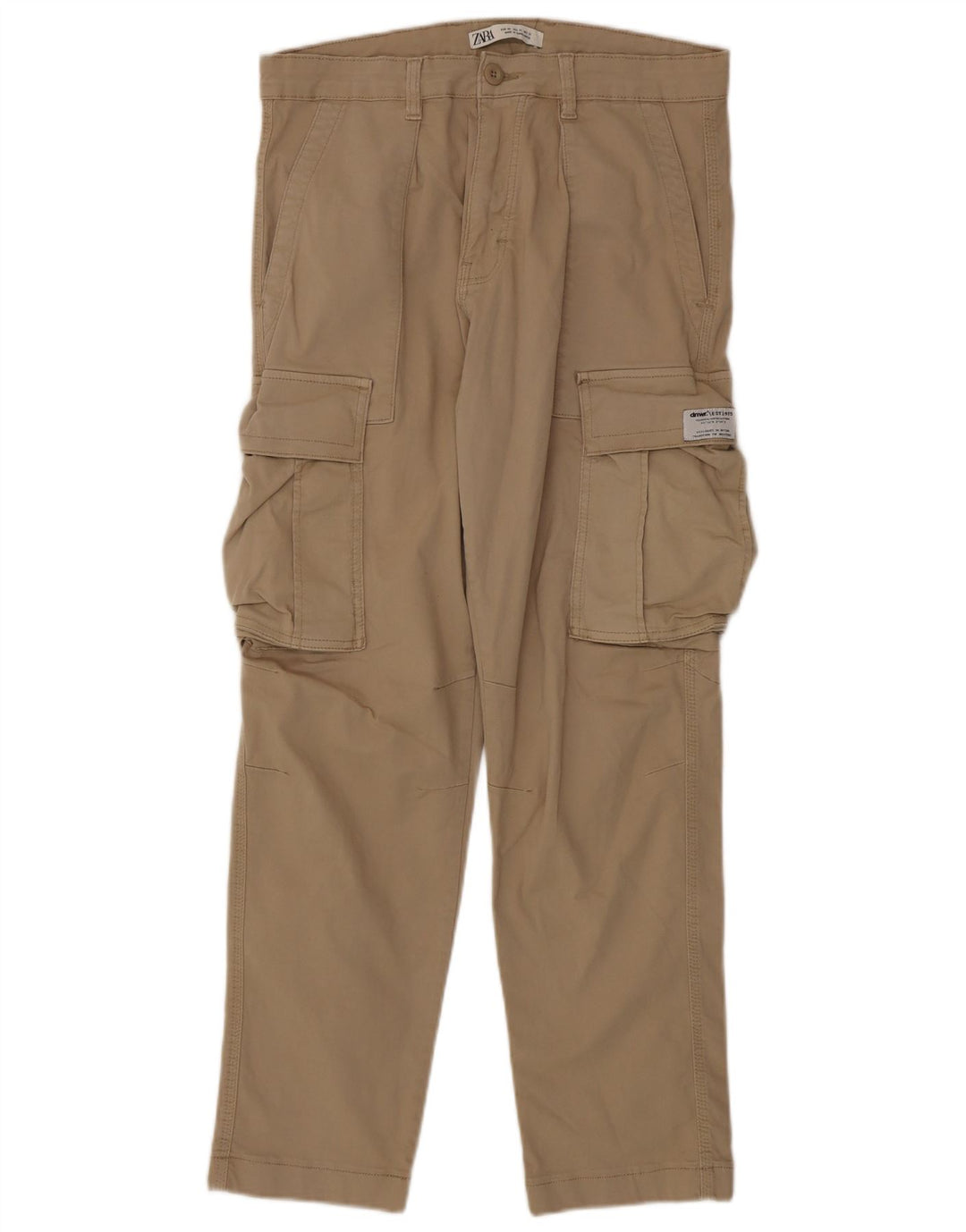 Gerade Herren-Cargohose von Zara, EU 40, mittelgroß, W31, L29, beige, Baumwolle