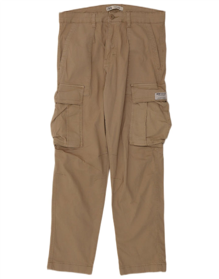Gerade Herren-Cargohose von Zara, EU 40, mittelgroß, W31, L29, beige, Baumwolle