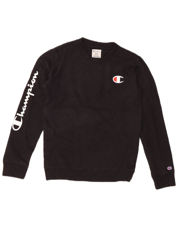 Champion Jungen-Sweatshirt mit Grafik, 14–15 Jahre, XL, schwarze Baumwolle