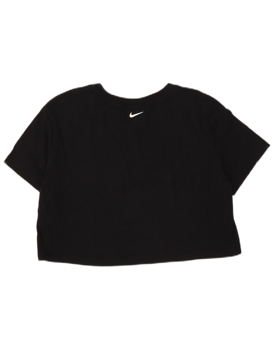 Nike Damen Crop T-Shirt Top UK 14 Mittelschwarze Baumwolle