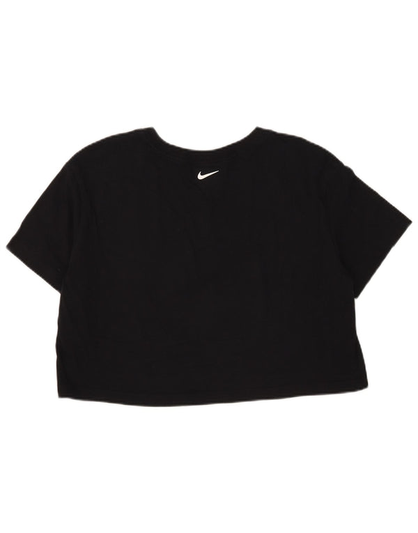 Nike Damen Crop T-Shirt Top UK 14 Mittelschwarze Baumwolle