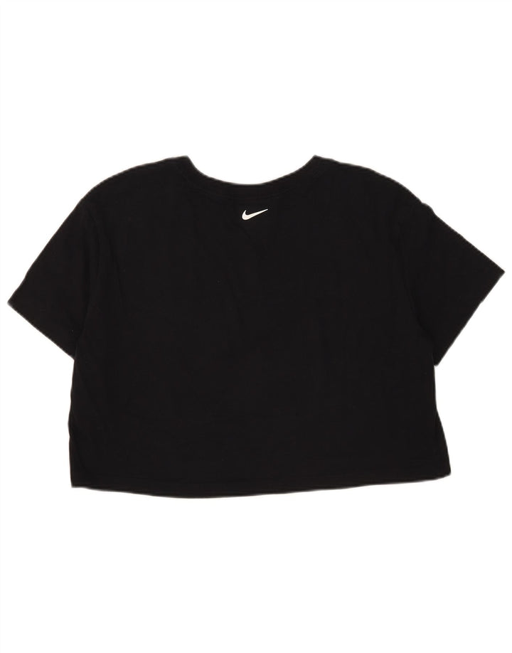 Nike Damen Crop T-Shirt Top UK 14 Mittelschwarze Baumwolle