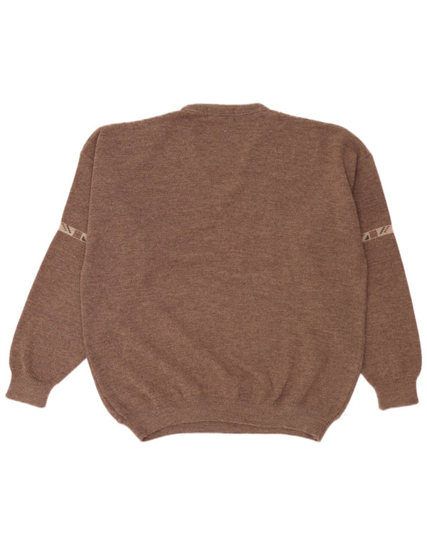 Peter Gribby Herren-Pullover mit V-Ausschnitt, XL, braun, geometrisches Acryl