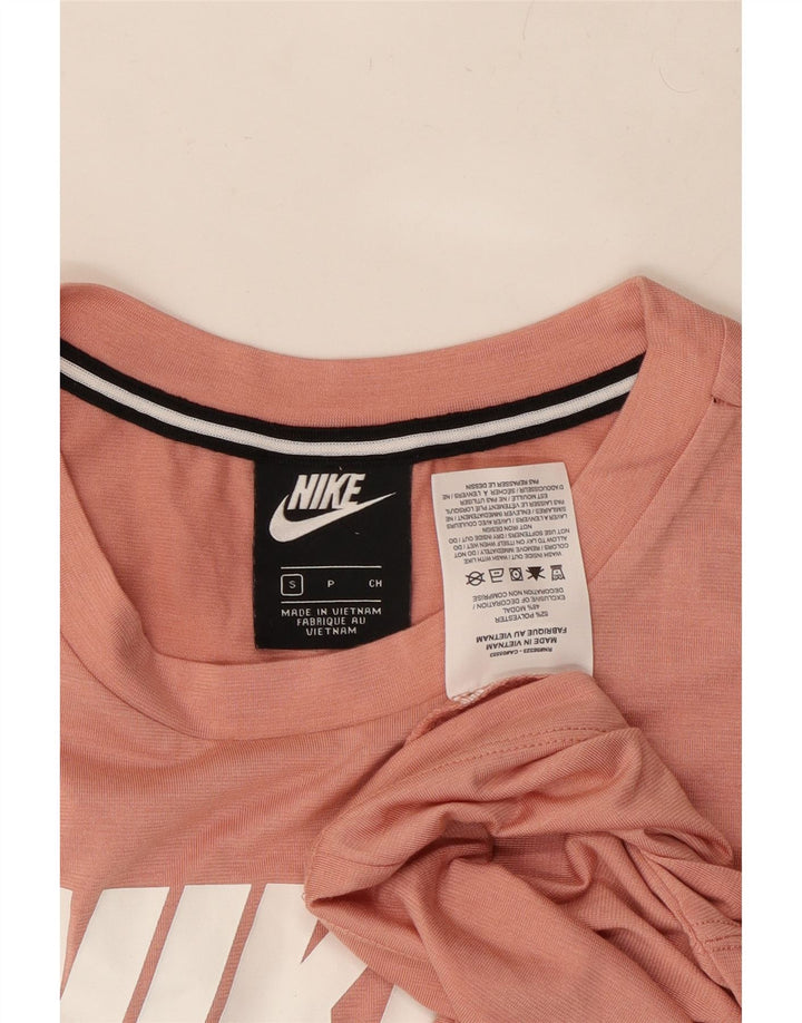 NIKE Damen Crop Graphic T-Shirt Top UK 10 Small Rosa Polyester