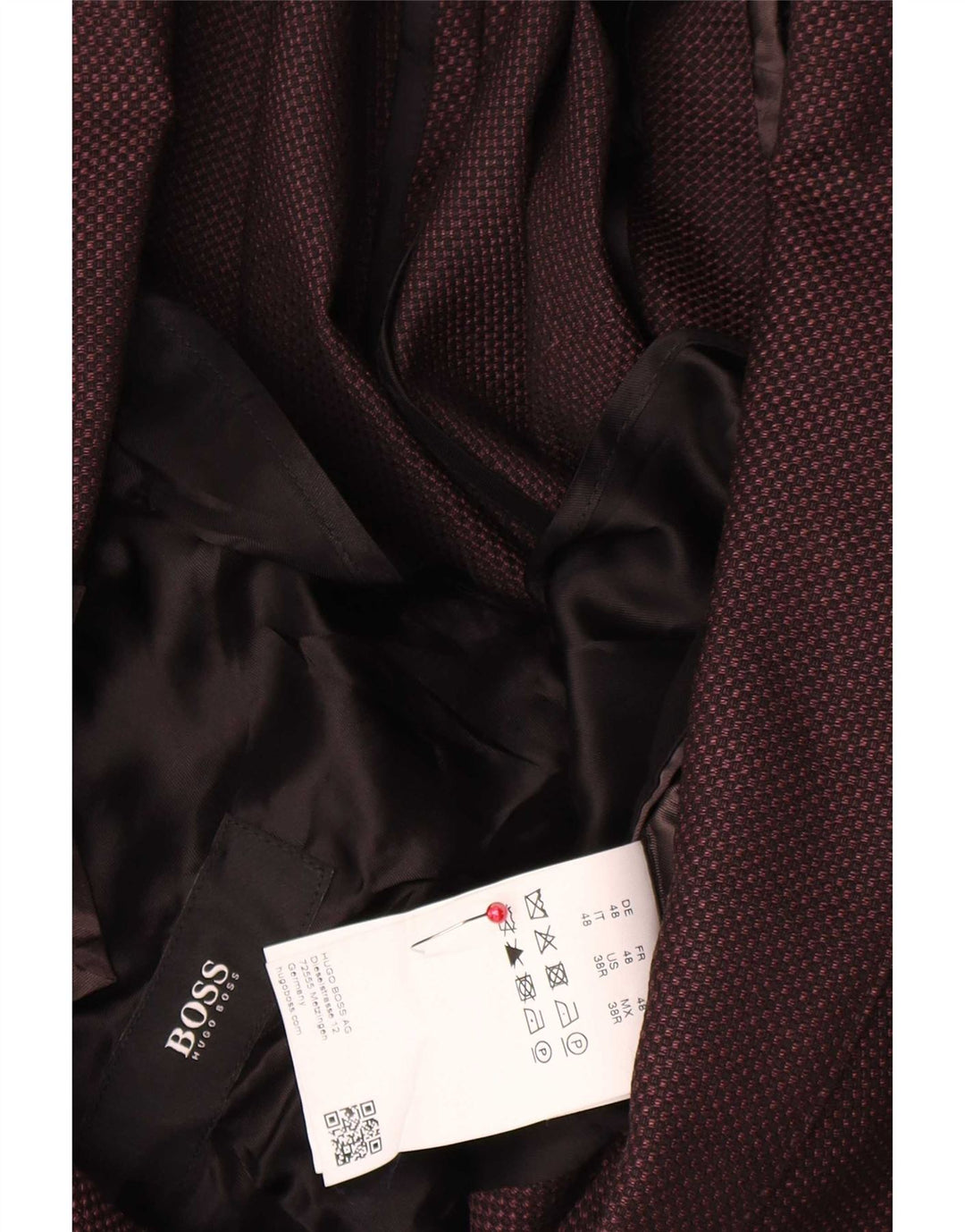 Hugo Boss Herren-Blazer mit 2 Knöpfen, EU 48, mittlere burgunderrote Wolle