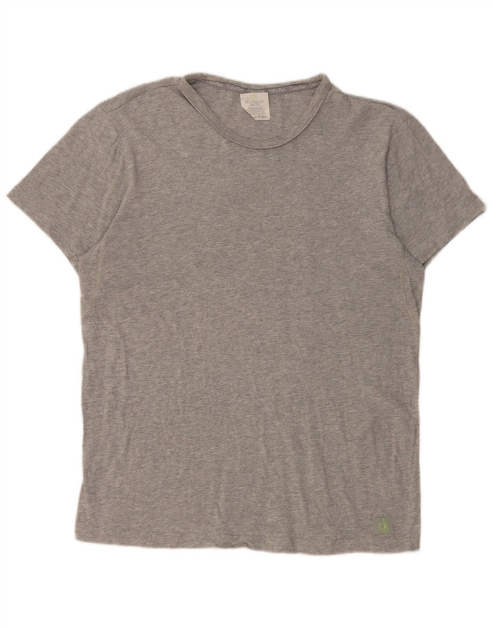 Calvin Klein Herren T-Shirt-Oberteil aus mittelgrau gefleckter Baumwolle