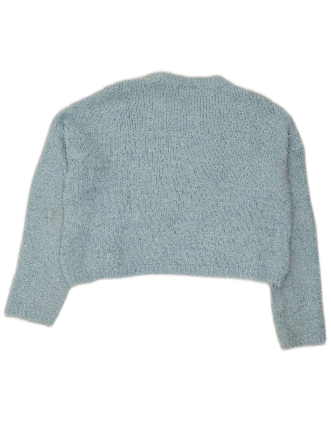 Topshop Damen Crop Crew Neck Pullover Pullover UK 12 Mittelblaues Polyester