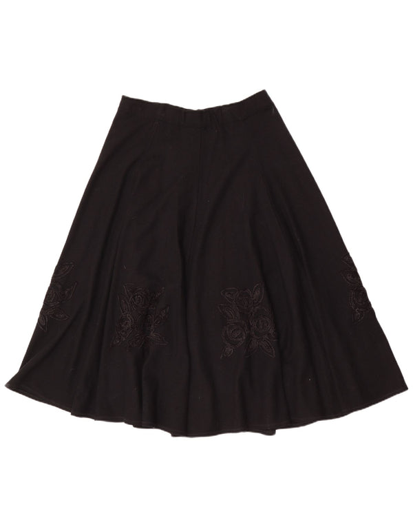 Mariella Burani Damen A-Linienrock UK 12 Medium W28 Schwarz geblümt