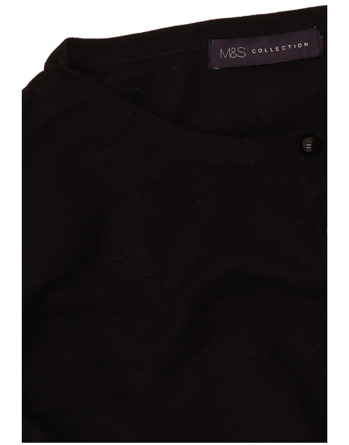 MARKS & SPENCER Damen Crop Cardigan Pullover UK 14 Medium Schwarz