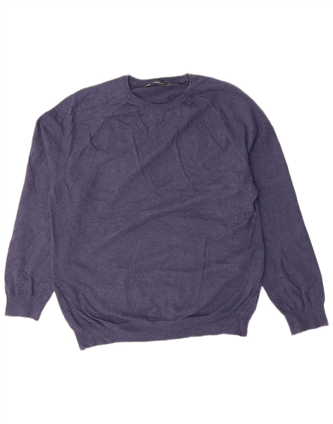 FRENCH CONNECTION Herren-Pullover mit Rundhalsausschnitt, groß, marineblaue Baumwolle