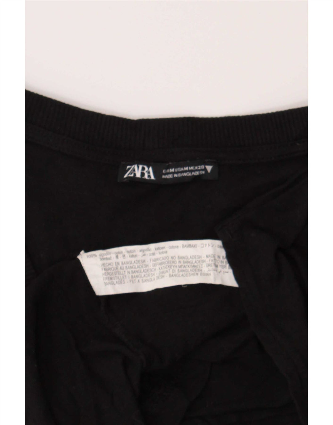 Zara Damen T-Shirt Top UK 14 Medium Schwarz Baumwolle