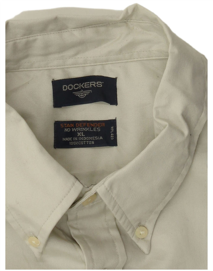 DOCKERS Herrenhemd XL Beige Baumwolle