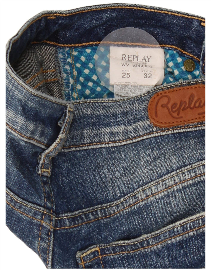 Replay Damen Slim Bootcut Jeans W25 L32 Blaue Baumwolle