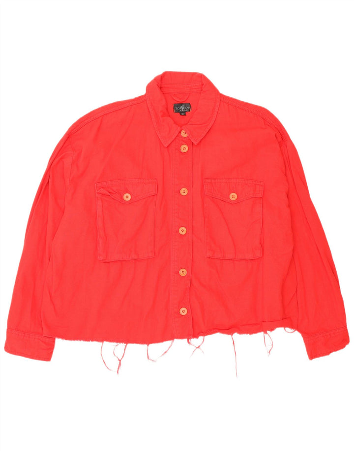 Topshop Damen Petite Crop Übergroße Bomberjacke UK 16 Große rote Baumwolle