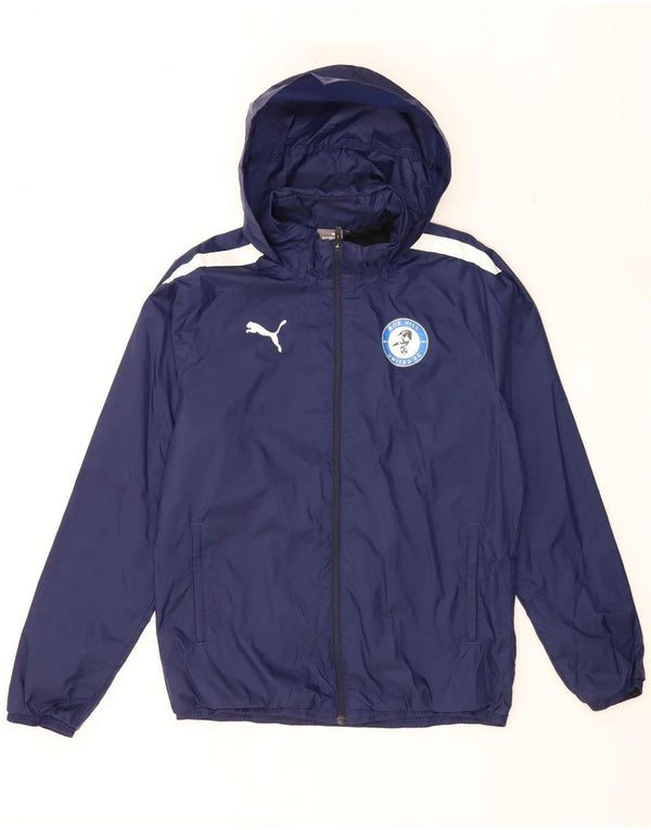 Puma Herren-Regenjacke mit Kapuze, UK 38, mittleres Marineblau, Colourblock-Nylon