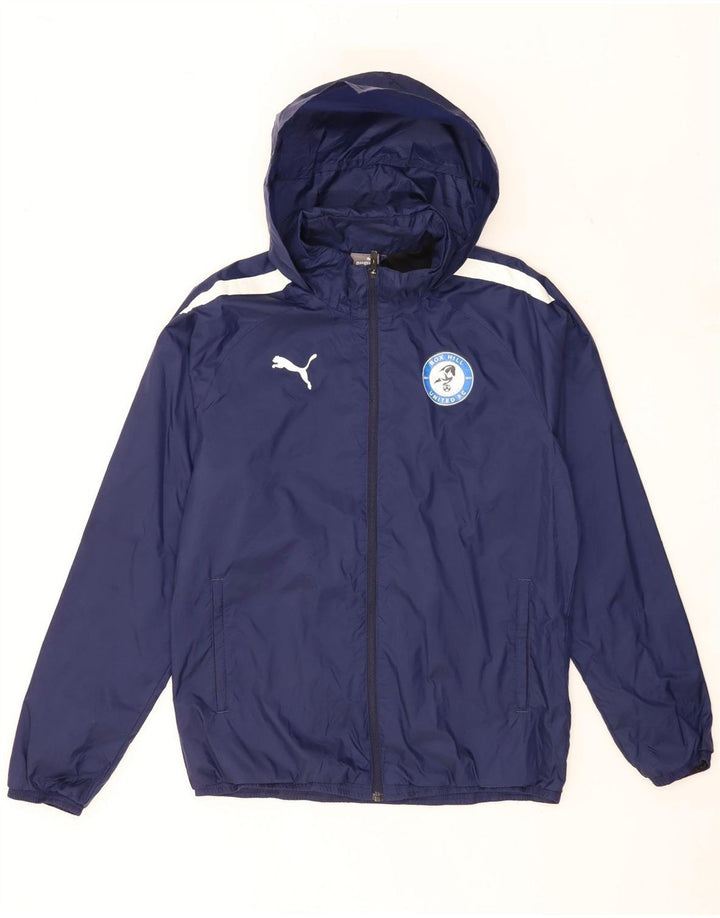 Puma Herren-Regenjacke mit Kapuze, UK 38, mittleres Marineblau, Colourblock-Nylon