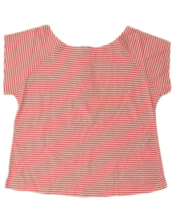 Vintage Damen T-Shirt Top UK 10 Kleine rosa gestreifte Baumwolle