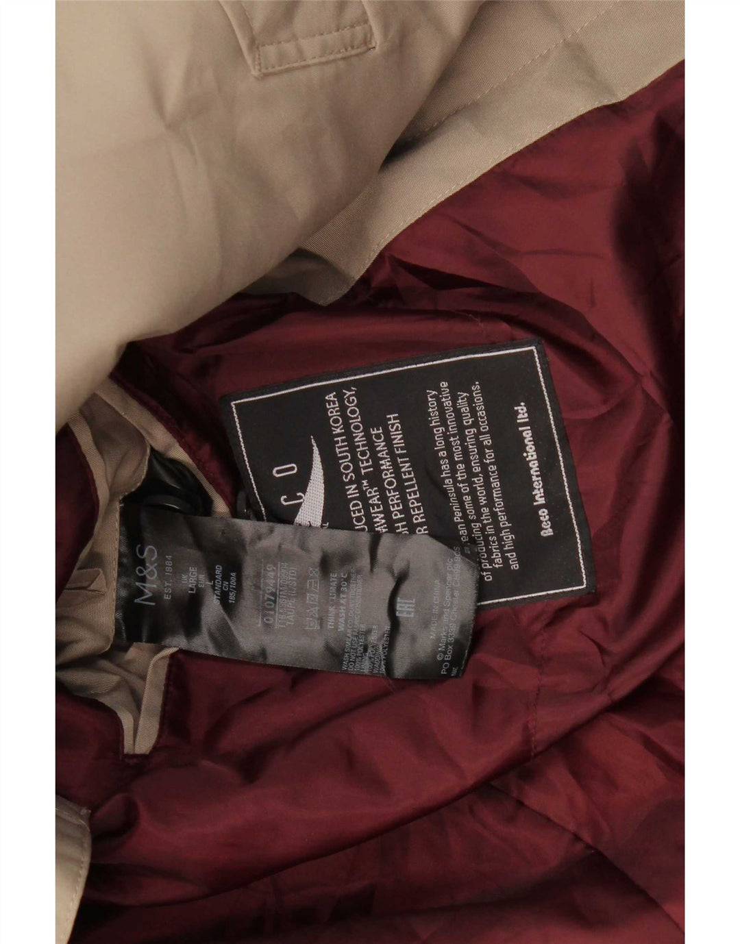 Marks & Spencer Herrenmantel UK 40 Large Beige Polyester