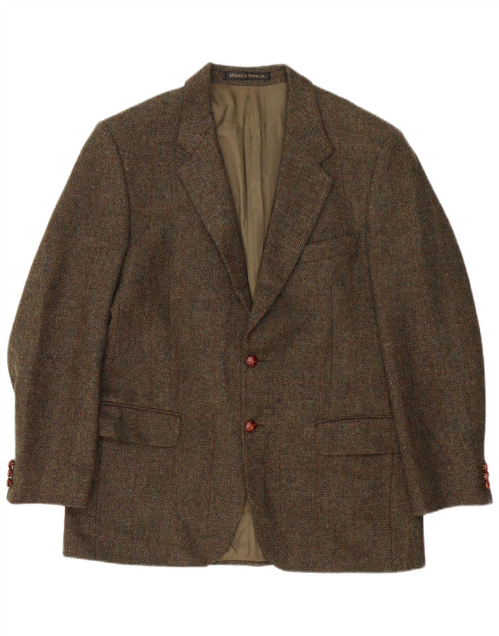 Marks & Spencer Herren-Blazer mit 2 Knöpfen, Gr. 40, groß, Khaki, kariert