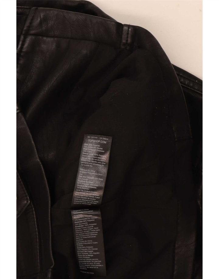 Topshop Damen-Bikerjacke aus Kunstleder, Gr. 8, Schwarz, Polyester