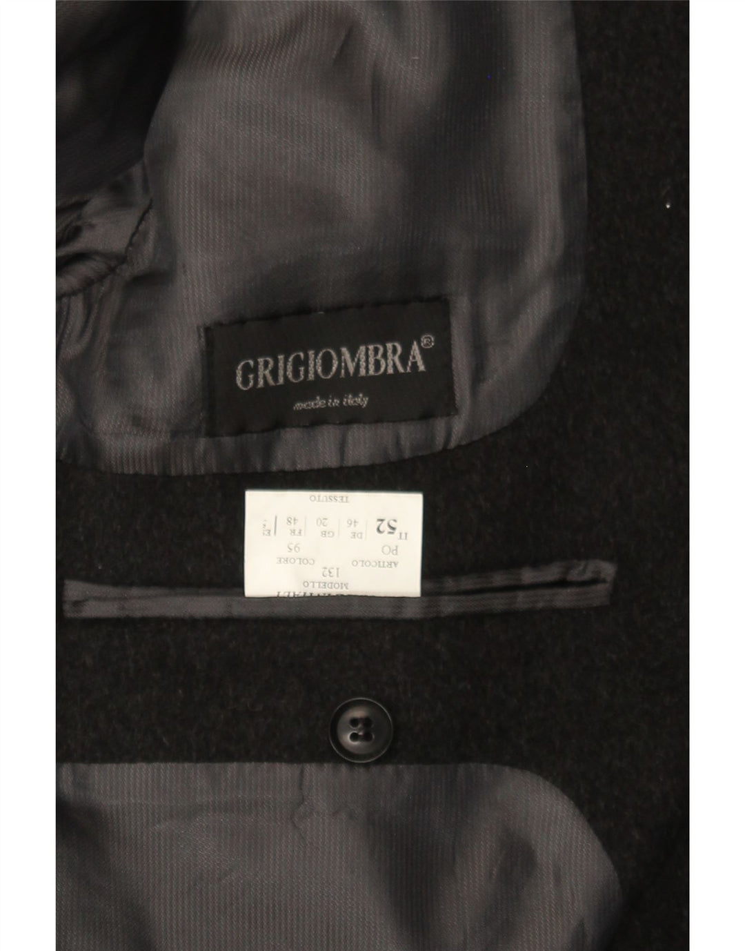 GRIGIOMBRA Womens Overcoat UK 20 2XL  Black Cashmere Vintage Grigiombra and Second-Hand Grigiombra from Messina Hembry 