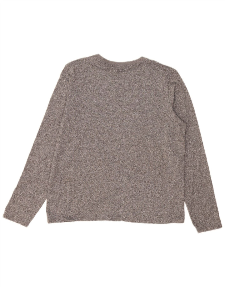 NIKE Damen Dri Fit Graphic Top Langarm UK 14 Mittelgrau meliert