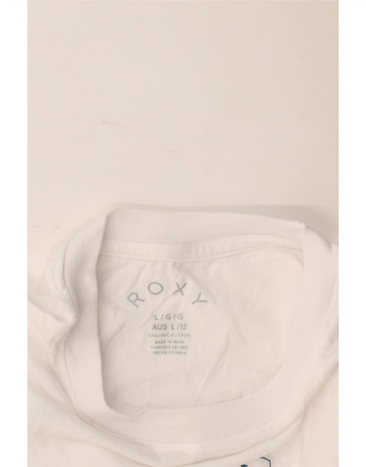 Roxy Womens Graphic T-Shirt Top UK 16 Large Weiße Baumwolle