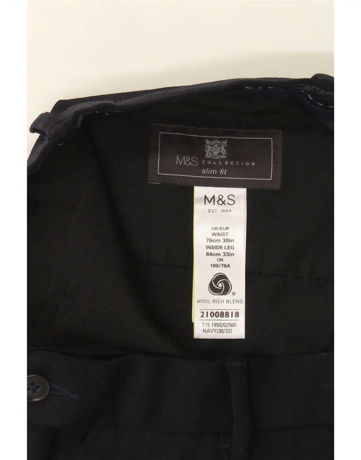Marks & Spencer Slim-Anzughose für Herren, W30, L33, marineblaue Wolle