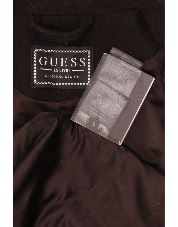 Guess Übergroßer zweireihiger Damenmantel UK 10 Small Schwarz Polyester