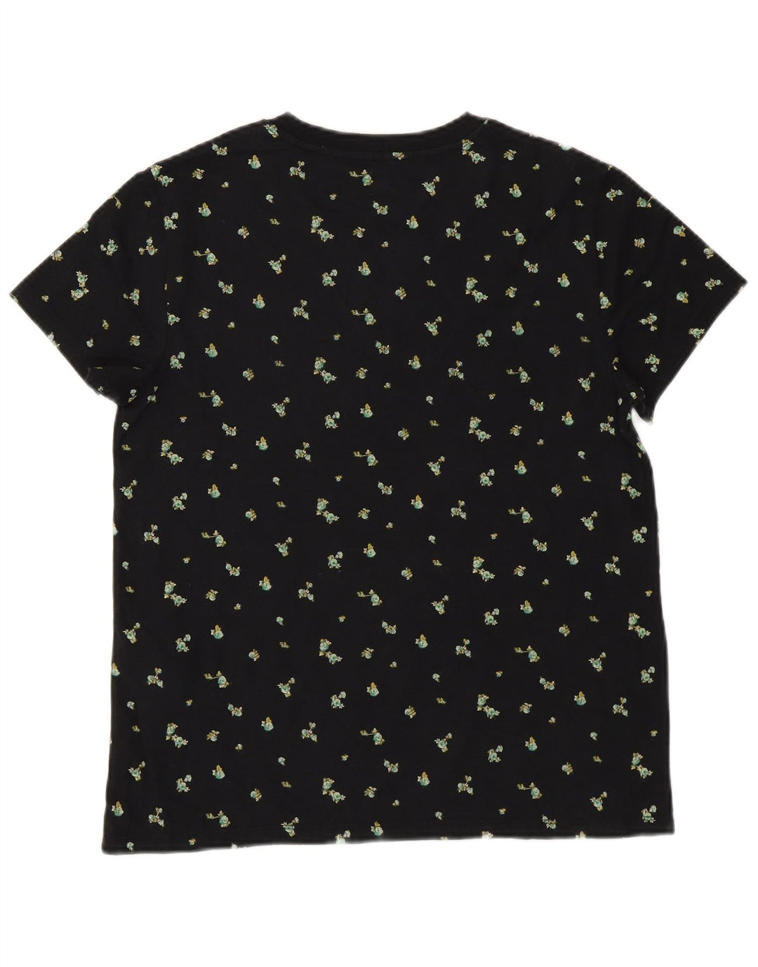 LEVI'S Grafik-T-Shirt-Oberteil für Damen, UK 10, kleine schwarze Blumen-Baumwollblume