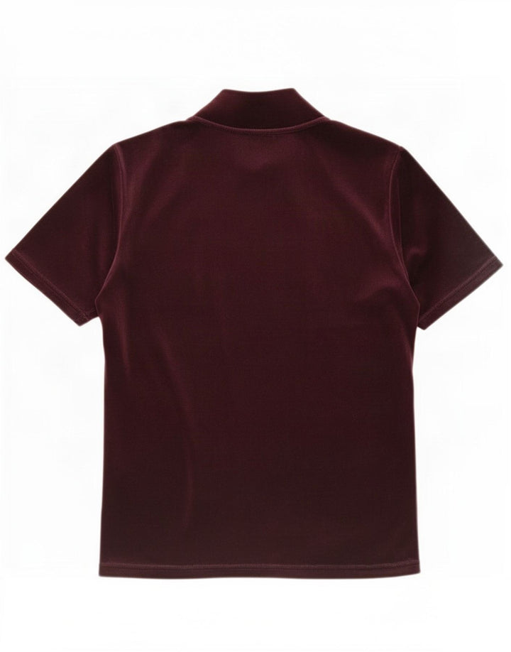 Vintage Damen Velours T-Shirt Top UK 12 Medium Burgund Polyester