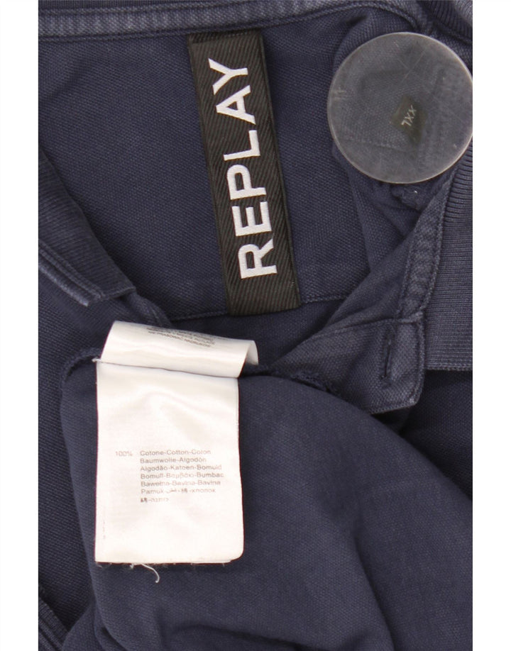 Replay Herren Poloshirt 2XL Marineblau Baumwolle