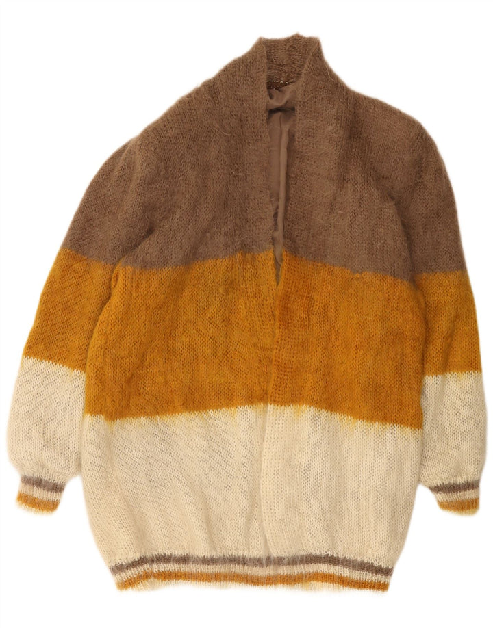 Vintage Damen Longline Cardigan Pullover UK 14 Groß Mehrfarbig