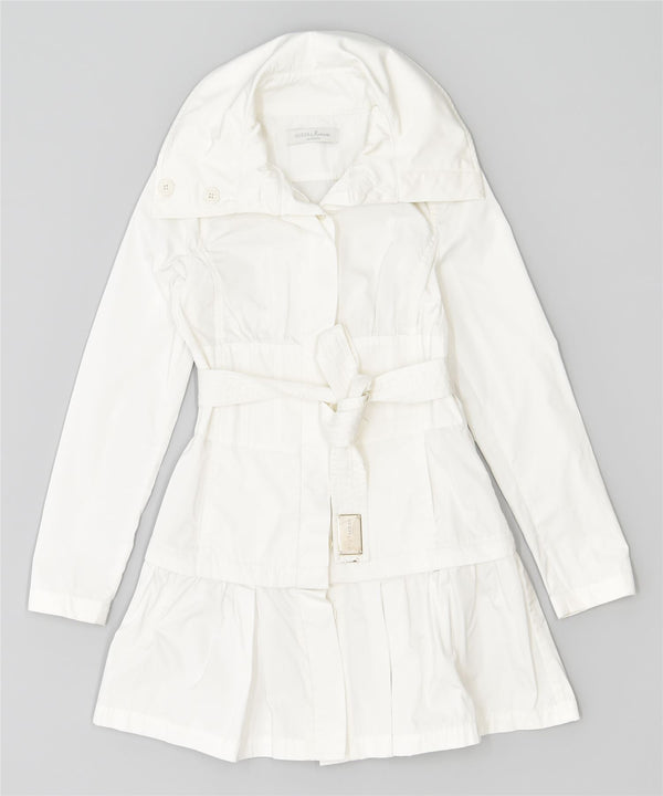 GUESS Damen Trenchcoat UK 8 Small Weiß Polyester