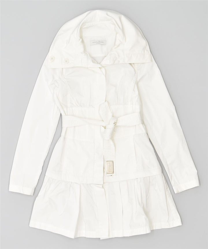GUESS Damen Trenchcoat UK 8 Small Weiß Polyester