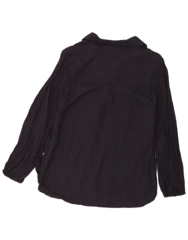 Marks & Spencer Womens Pullover Shirt UK 12 Medium  Navy Blue Viscose