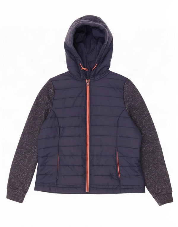 Superdry Wattierte Jacke mit Kapuze für Damen, UK 18, XL, marineblaues Colourblock-Nylon