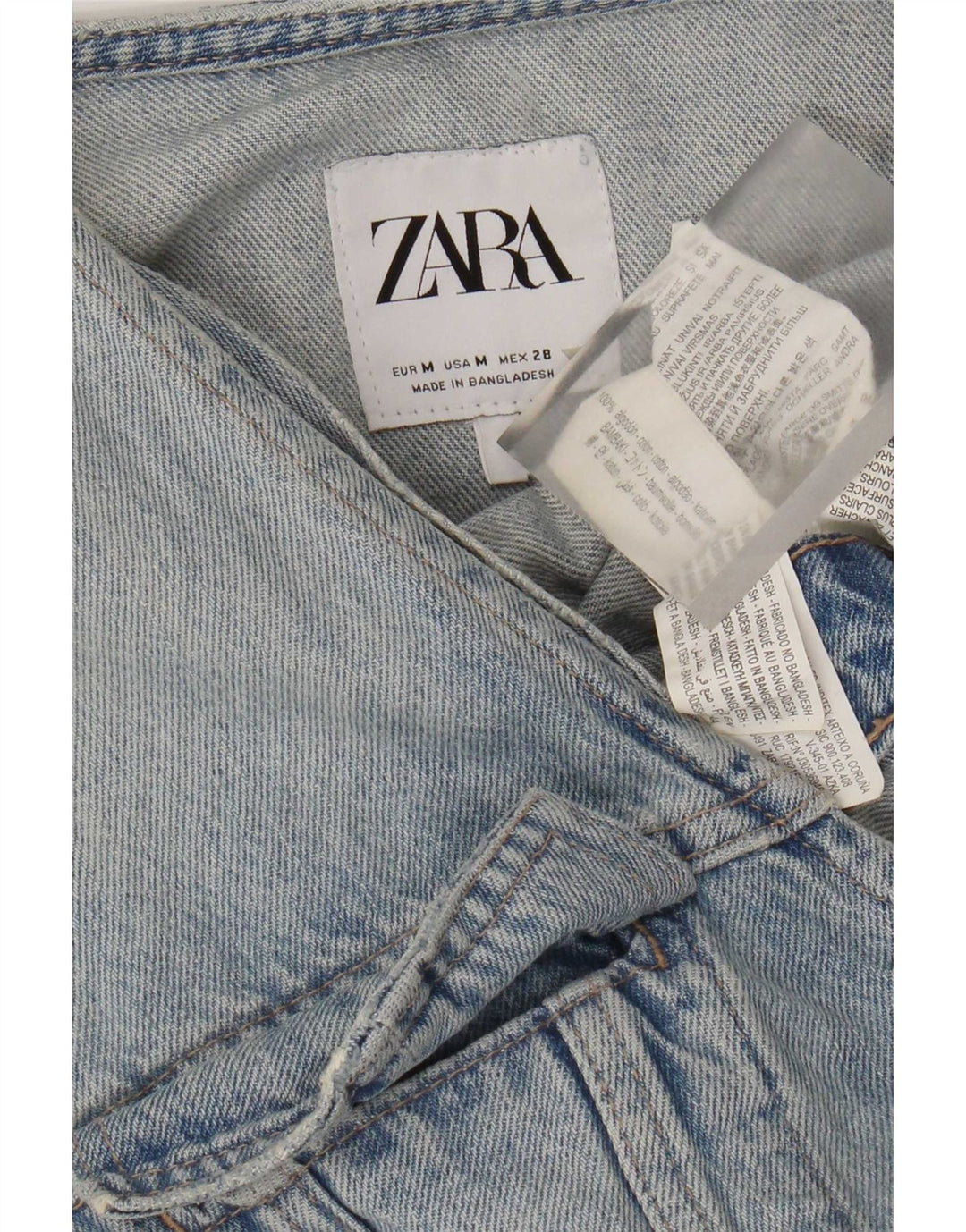 Zara Damen Denim Playsuit UK 12 Mittelblaue Baumwolle