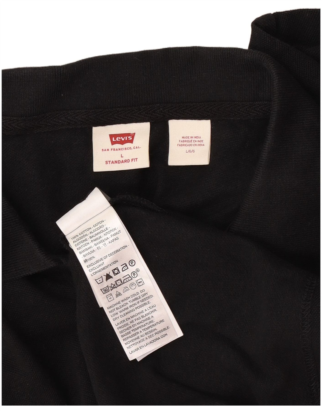 Levi's Herren-Poloshirt in Standard-Passform, groß, aus schwarzer Baumwolle