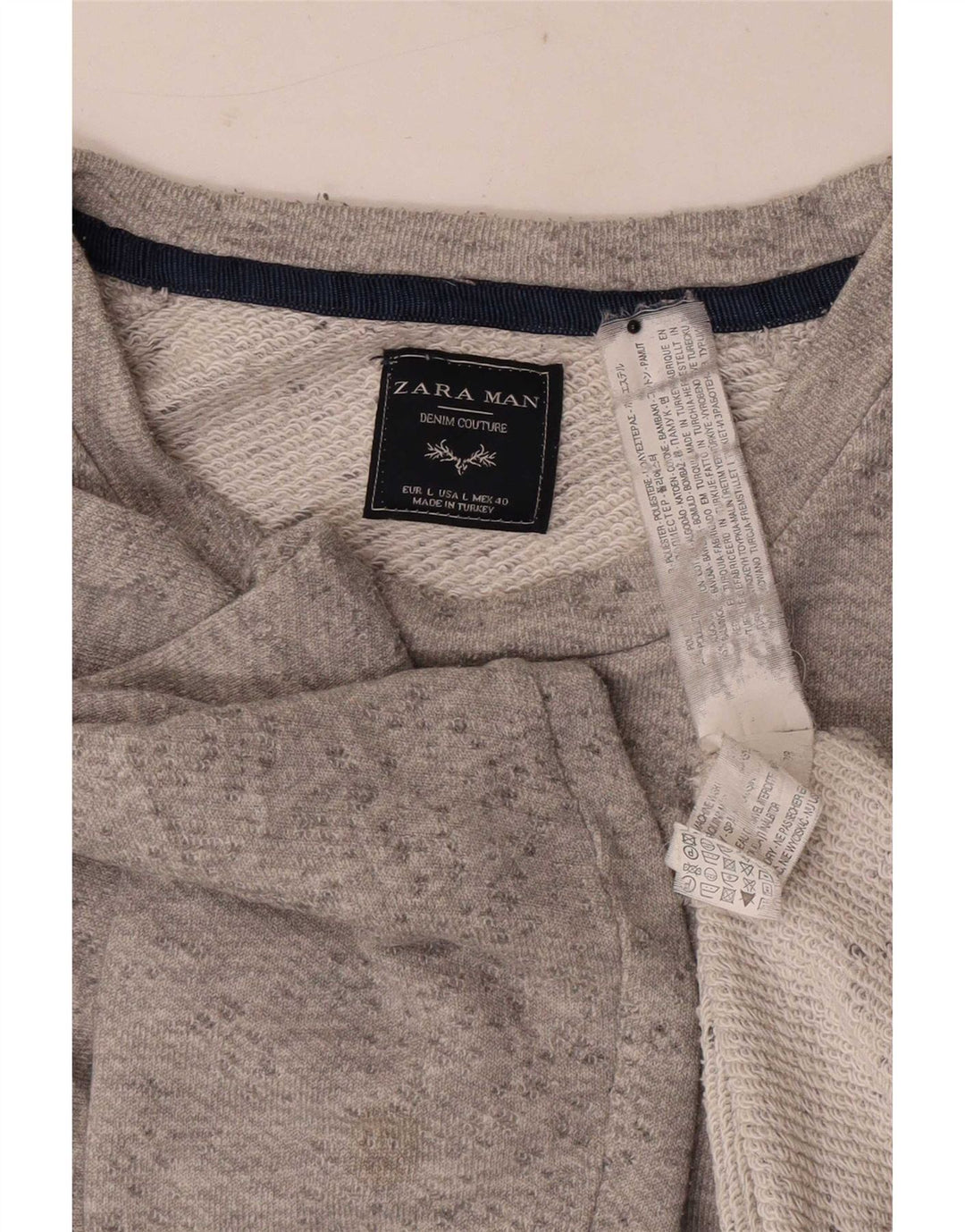 Zara Herren-Sweatshirt-Pullover, großes grau geflecktes Polyester