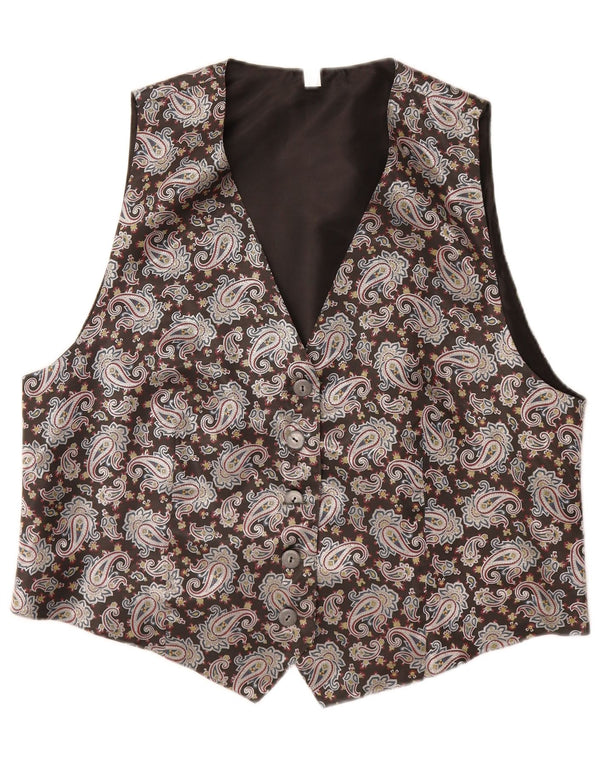 Vintage Damen Weste IT 50 XL Grau Paisley Viskose