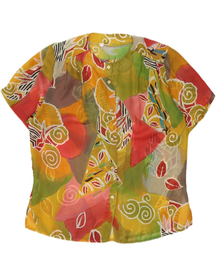 Vintage Damen Durchsichtige Hemdbluse UK 20 2XL Mehrfarbig Geometrisch