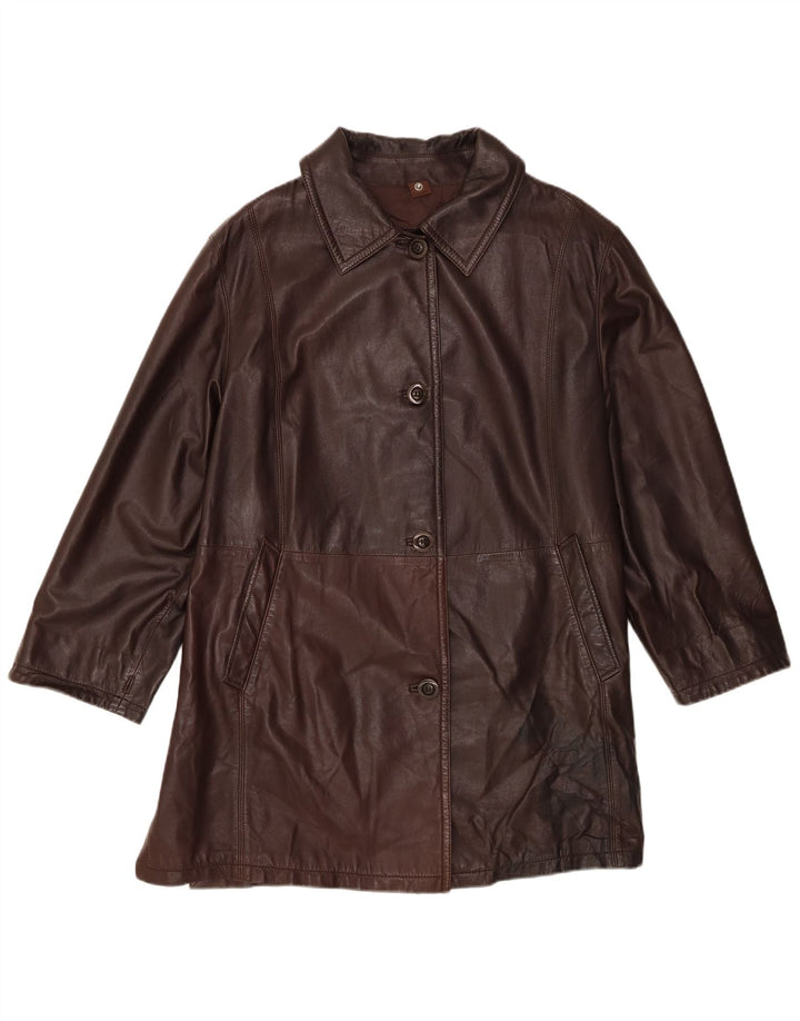Mabrun Damen Ledermantel UK 16 Großes braunes Leder