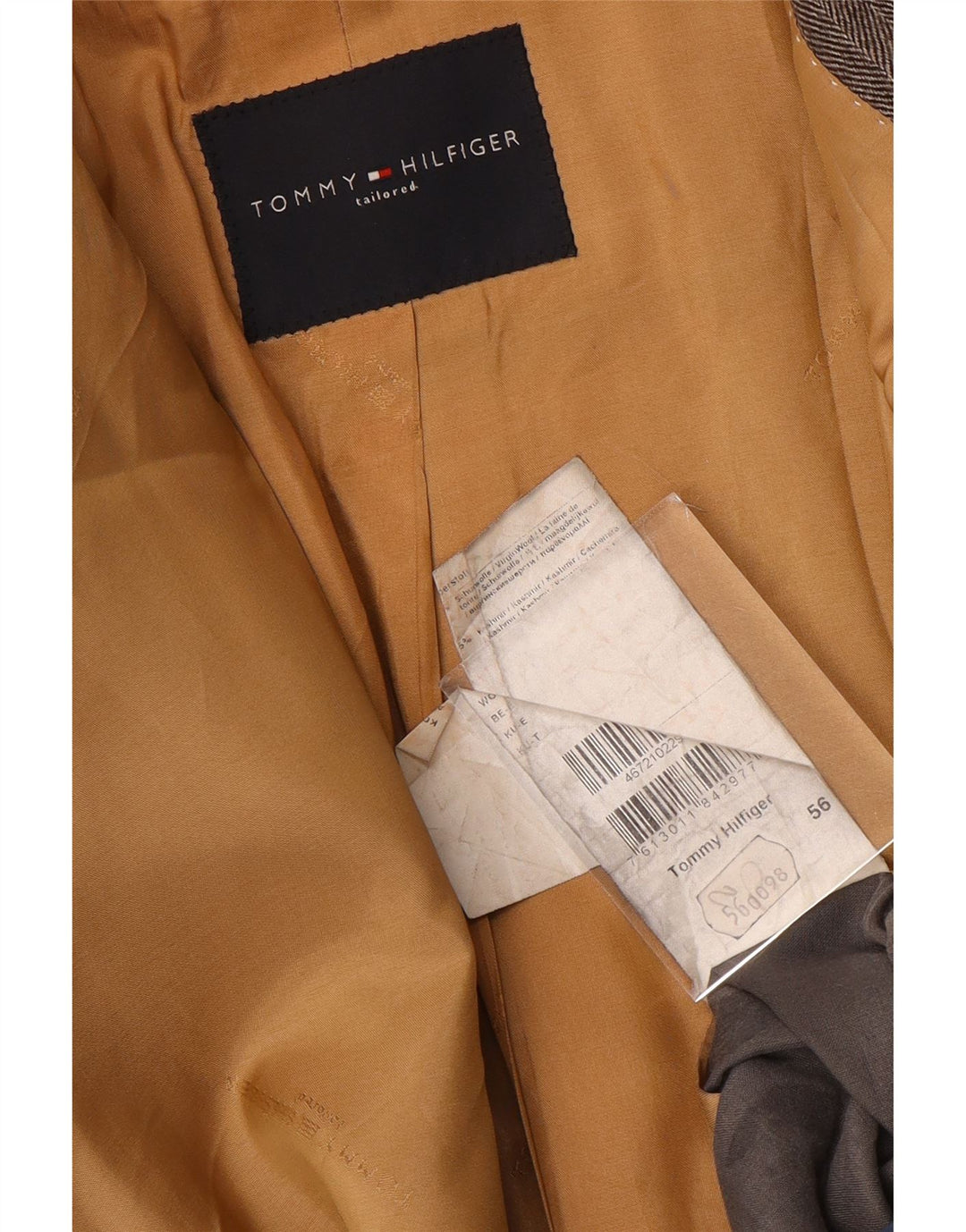 Tommy Hilfiger Herren-Blazer mit 2 Knöpfen, IT 56 3XL, graue Wolle mit Fischgrätenmuster