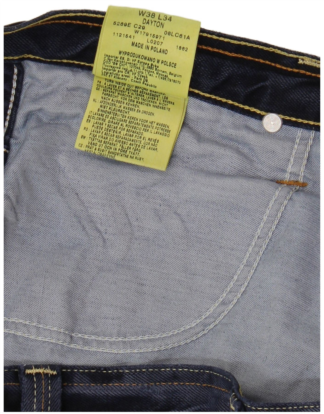 WRANGLER Herren Dayton Straight Jeans W38 L31 Blaue Baumwolle