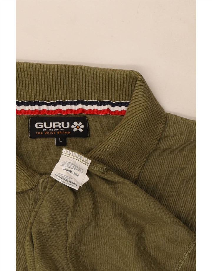 Guru Herren-Poloshirt, groß, Khaki, Baumwolle