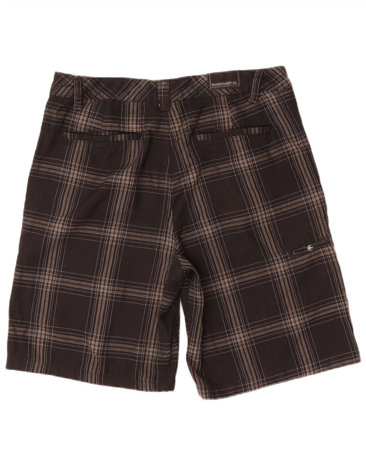 Quiksilver Herren-Chinoshorts W34, großes, schwarz kariertes Polyester