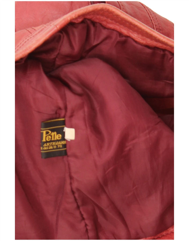 Vintage Damen Crop Lederjacke UK 12 Mittelrotes Leder