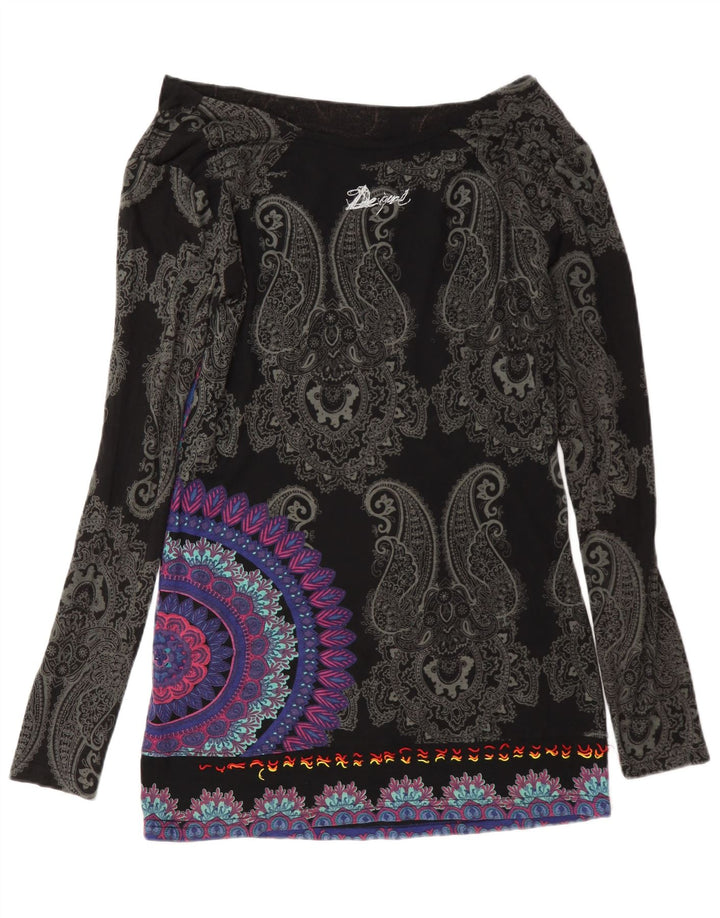 Desigual Damen Lash Graphic Top Langarm UK 12 Medium Mehrfarbig