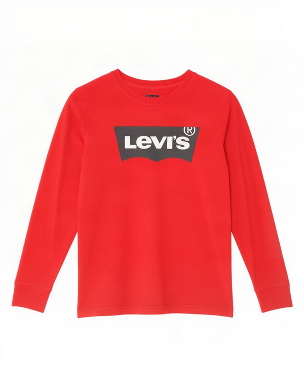 Levi's Jungen Grafik-Oberteil, langärmlig, 11–12 Jahre, rote Baumwolle